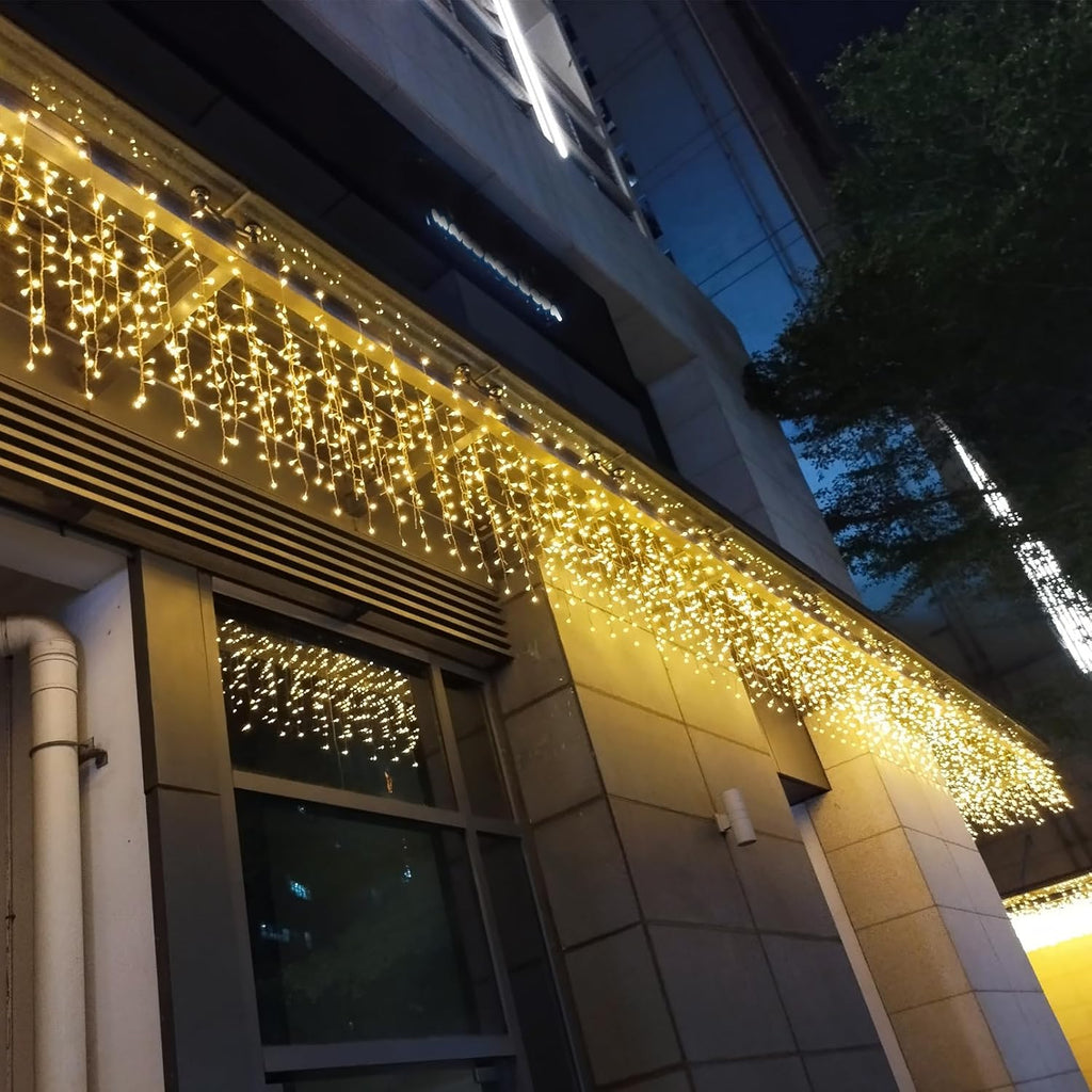 Icicle Lights Outdoor, 32.8 FT 400 LED 8 Modes Christmas String Fairy Lights with 80 Drops, Twinkle Waterproof