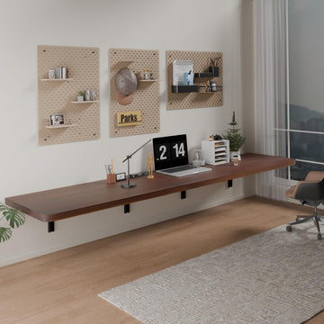 Wall Mounted Folding Table with Pine Wood, 72" x 16"Floating Wall Desk