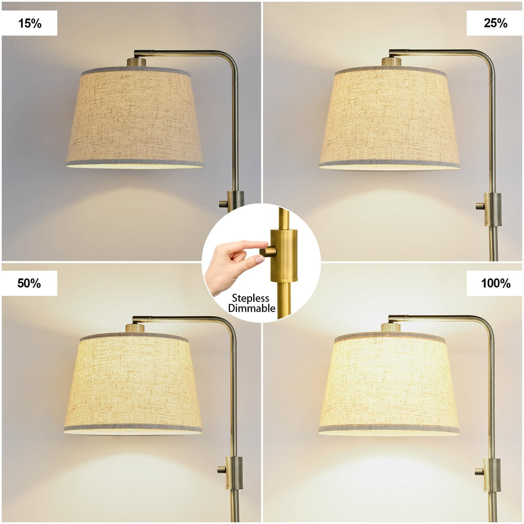 Dimmable Floor Lamp, 1000 LM LED Edison Bulb Included, Arc Floor Lamps Modern Standing Lamp Tall Lamps Bedroom-Brass