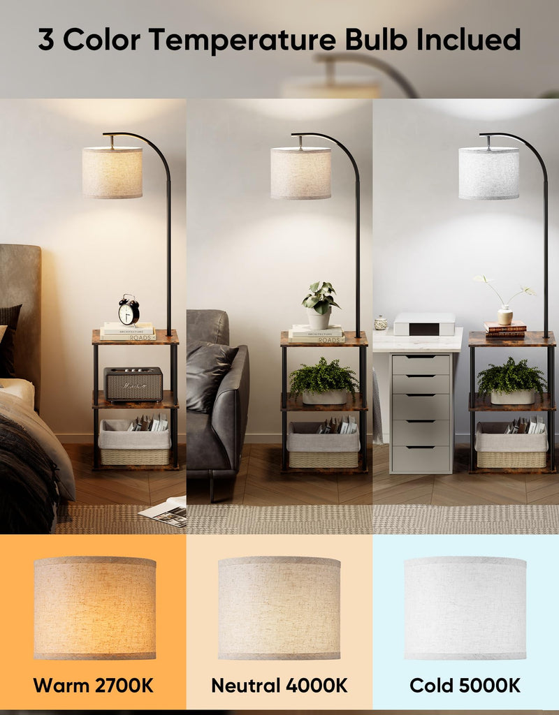 Floor Lamp with Table 2-Pack, Nightstands End Side Table