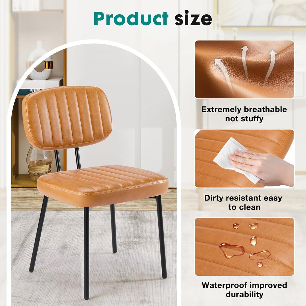 Dining Chairs Set of 4, Modern Upholstered Mid Century Kitchen Chairs with Faux Leather Cushion Seat, Backrest &