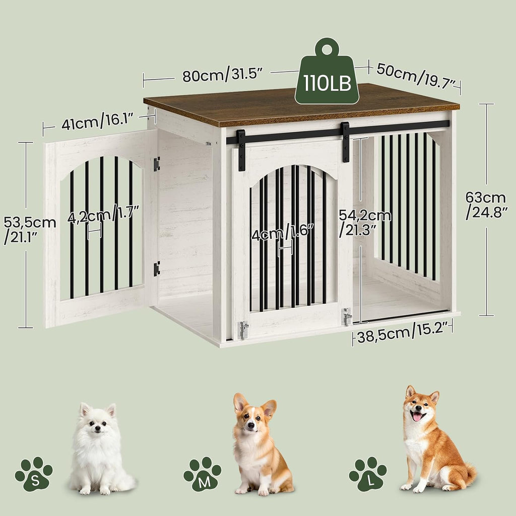 31.5" Dog Crate Furniture, Heavy Duty Dog Kennel with Barn Door