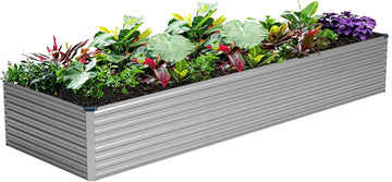 12x2x2ft Galvanized Raised Garden Bed,Metal Raised Beds Kit Silver | 2FT Deep Root Elevated Garden Planter Box
