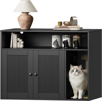 Cat Litter Box Enclosure, Hidden Litter Box Furniture with Scratch Pad, Indoor Cats House with Storage Layer, Side End