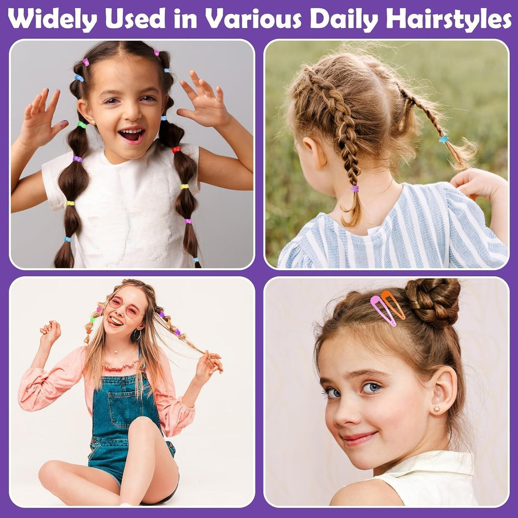Hair Accessories for Girls, 1698 Pcs Hair Rubber Bands with Elastic Hair Ties Hair Clips Hair Wax Stick Spray Bottle