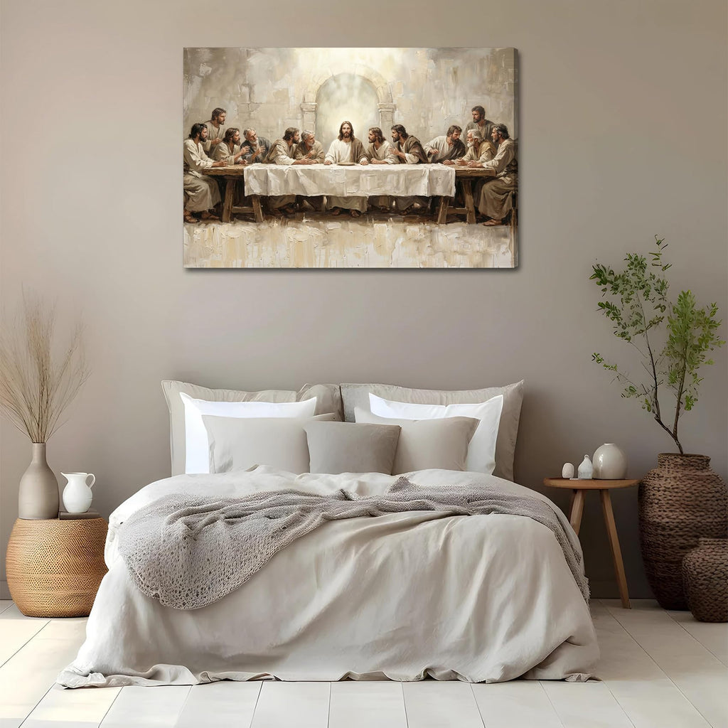 Jesus The Last Supper Large Canvas Wall Art, Dining Room, 36x24 in