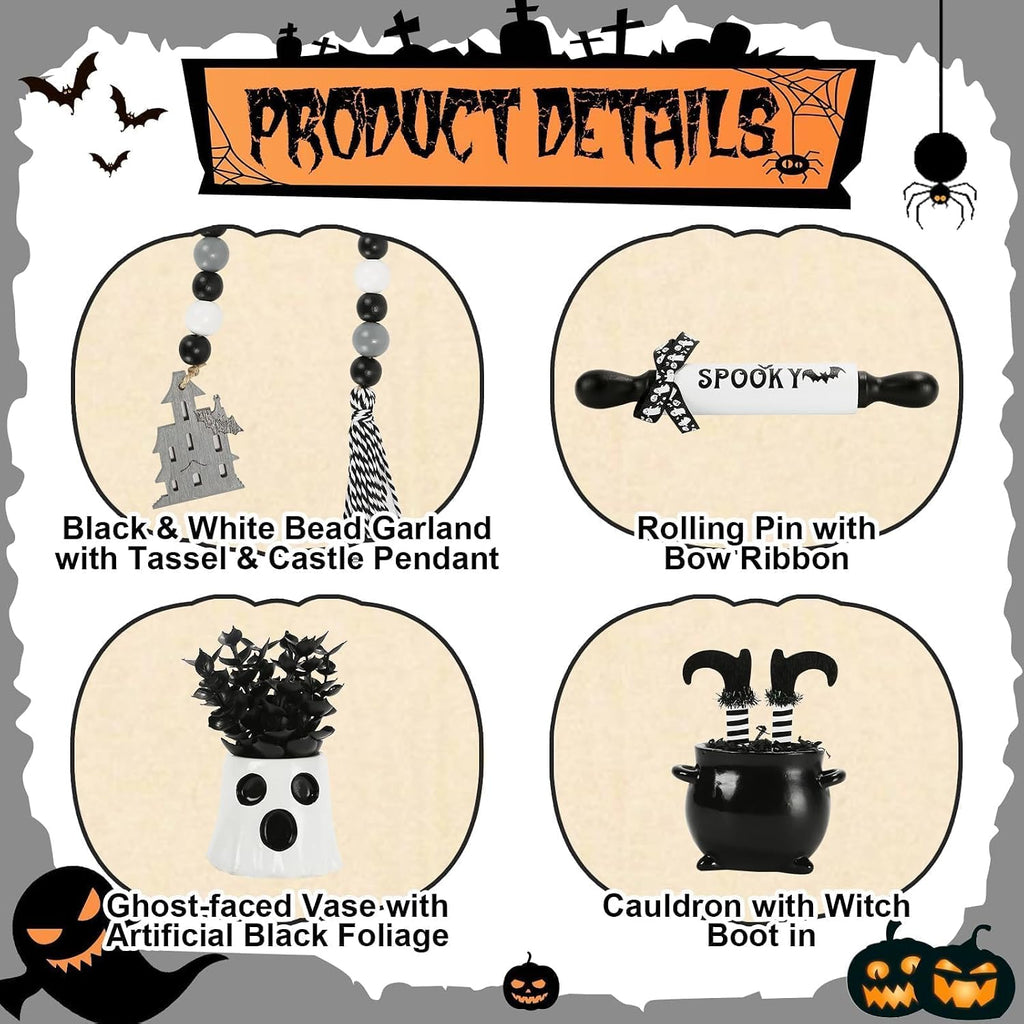 Halloween Decorations Farmhouse Tiered Tray Decor - Set of 8