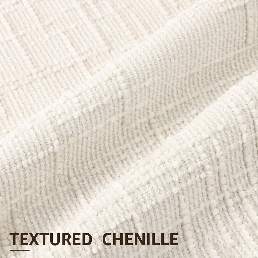 Summer Cream White Chenille Euro Sham Throw Pillow Covers 26x26 Set of 2 Textured Soft Cozy Slubby Couch Pillow