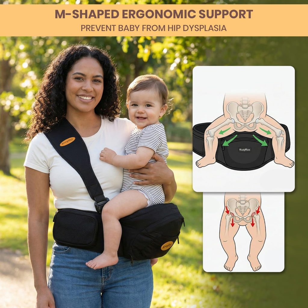 Hip Seat Baby Carrier for Toddlers Featuring the Flexi-Soft Shoulder Strap