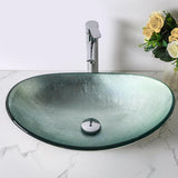 Sarlai Bathroom Vessel Sink Modern Artistic Tempered Glass Basin Countertop Bowl Sink for Lavatory Vanity Cabinet