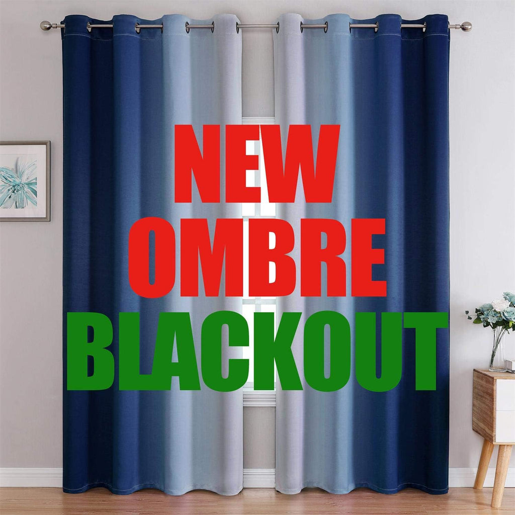 Blackout Curtains & Drapes for Bedroom Living Room 84 Inches Long Navy Blue and Greyish White Room Darkening Window