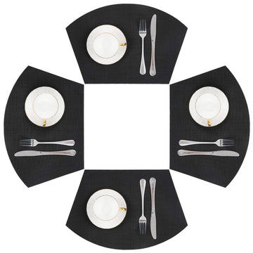 Small Round Table Placemats Wedge Placemat Set of 4 Non Slip Heat Resistant Woven Vinyl Table Mats Wipe Clean Indoor
