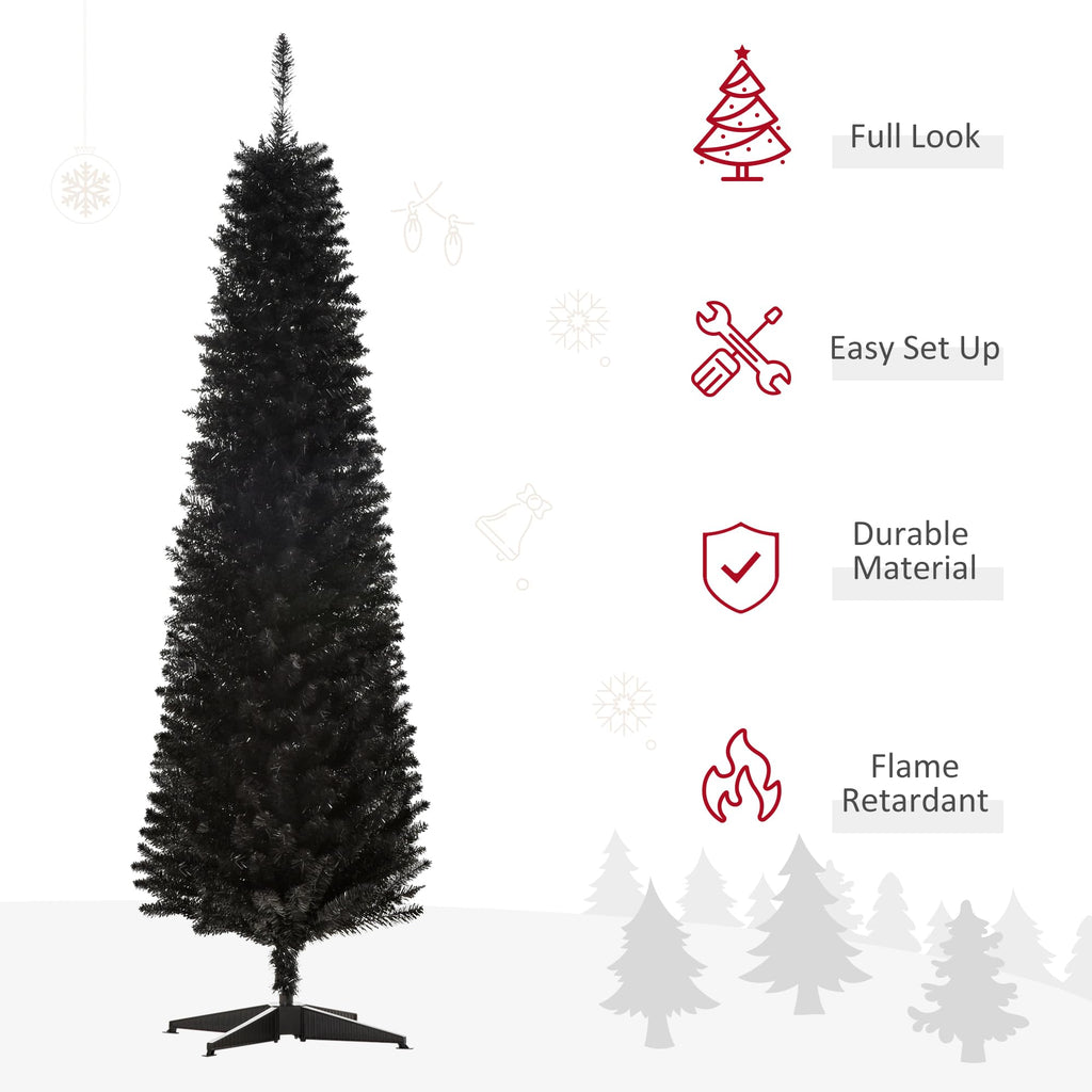 6' Artificial Pencil Christmas Tree 390 Realistic Branch Tips Black