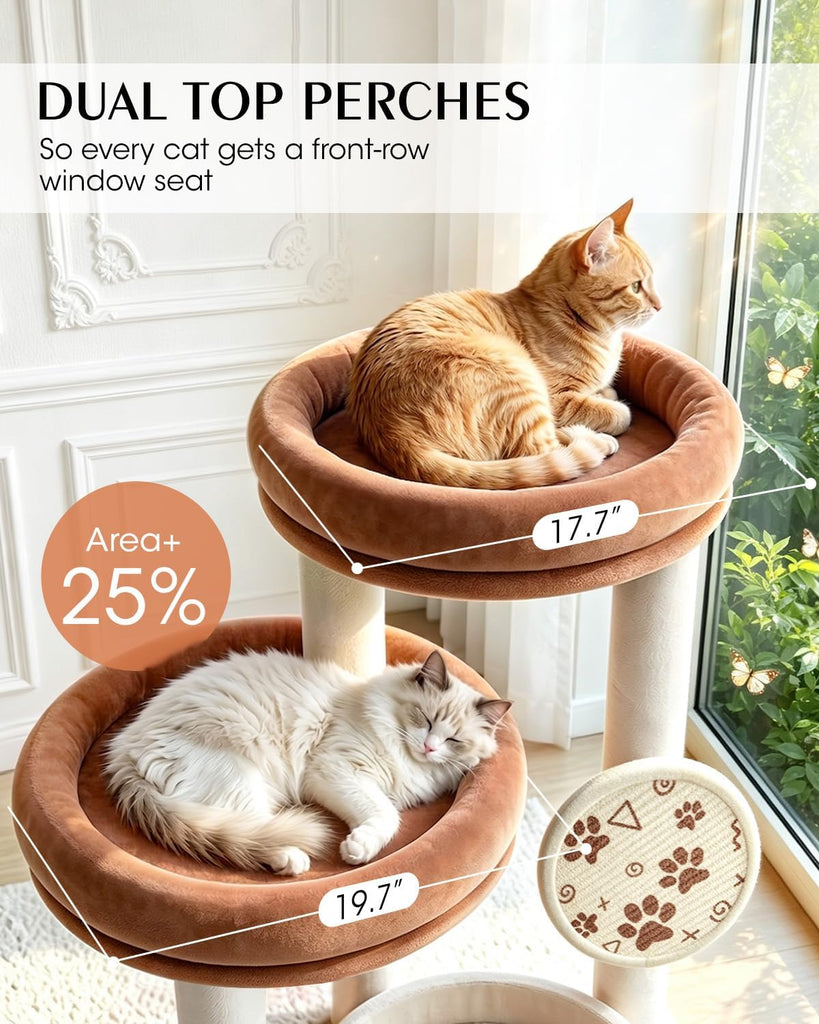 Maine Coon Cat Tree for Large Cats, 46" Cat Tower, Stable Base