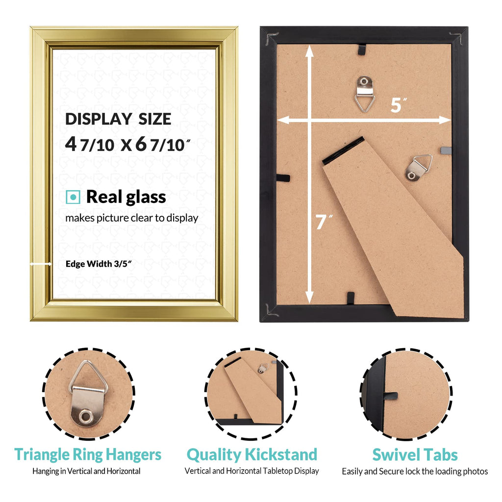 5x7 Picture Frames (12 Pack, Gold) Simple Designed Photo Frame with High Definition Glass for Wall Mount & Table Top