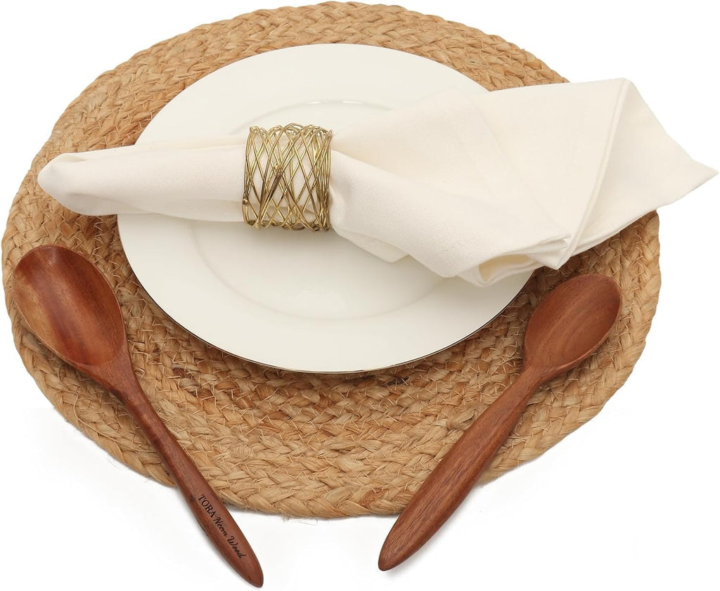 Napkin Rings for Dining Table, Classic Farmhouse Style, Holiday Table Decor, Set of Dining Accessories (Gold, 12) - Set of 12