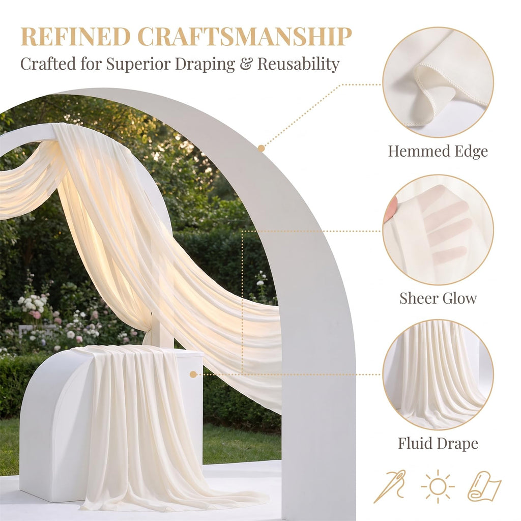 White Fabric by The Yard 60 Inch x 5 Yards Ivory Chiffon Sheer Polyester