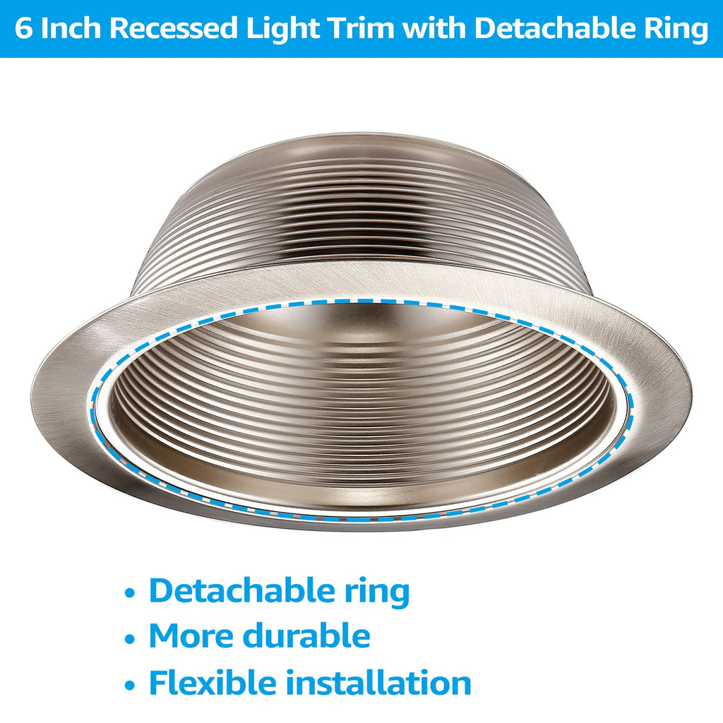 6 Inch Recessed Light Trim, Satin Nickel