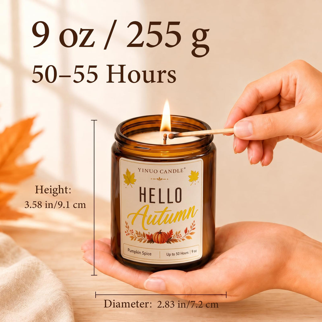 Pumpkin Spice Scented Candle, 9 oz Soy Wax Fall Candle
