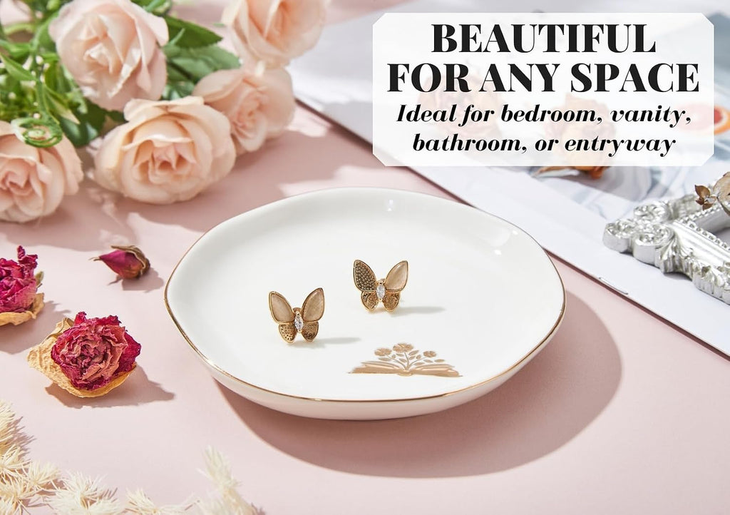 Book Lovers Gifts for Women, 4.75" Ceramic Jewelry Ring Dish Tray