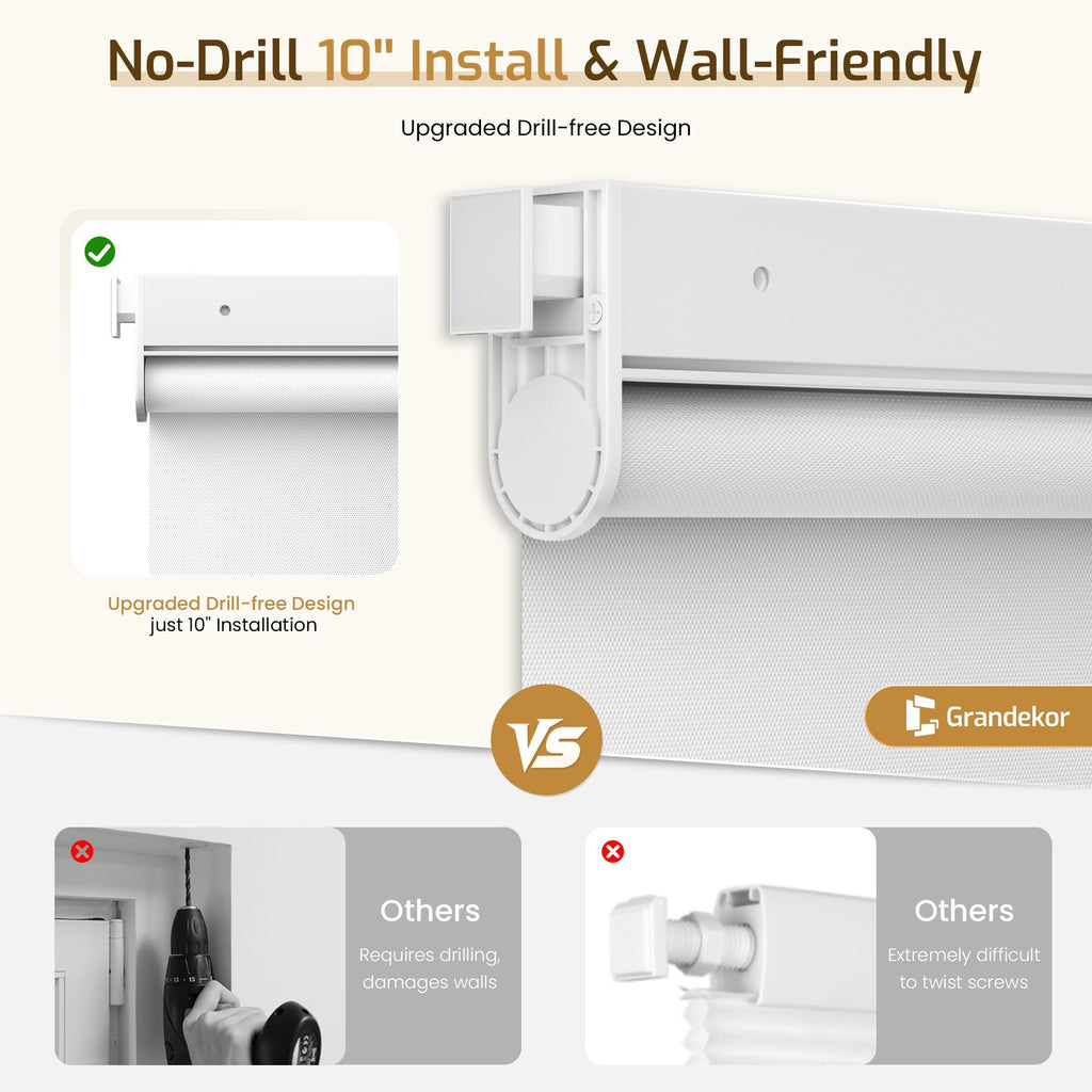 No Drill Motorized Blinds Smart Blackout Shades|White