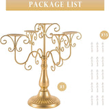 15.3in Gold Candelabra Centerpieces for Tables, 5 Arm Crystal Candelabra for Pillar Candles, Metal Candelabra Candle