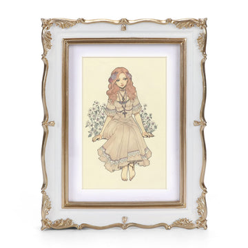 Vintage Picture Frame 5x7 with Mat for 4x6 Photo, White Gold