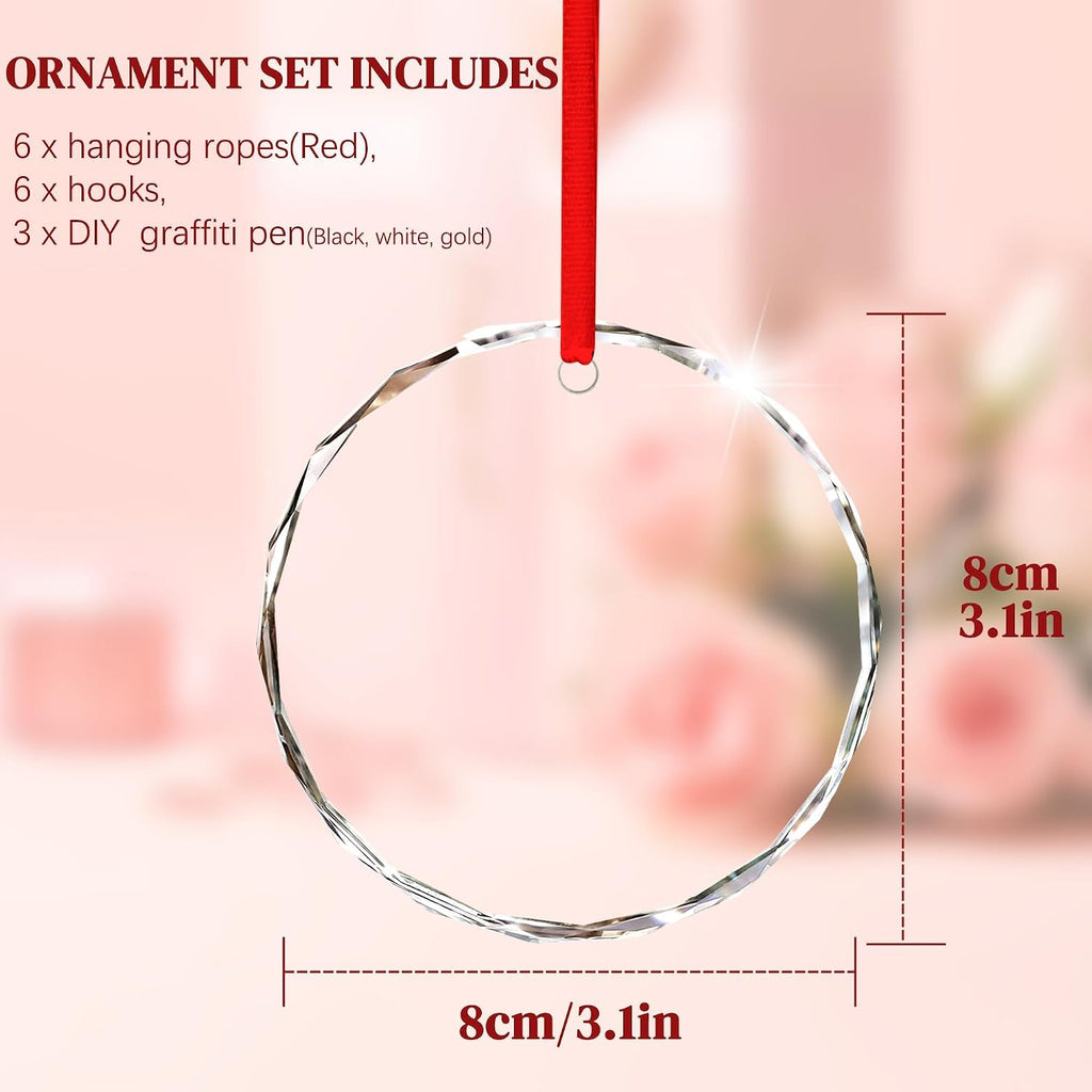 Personalized Glass Ornaments 3'' Clear Round Glass Ornament Blank - Set of 6