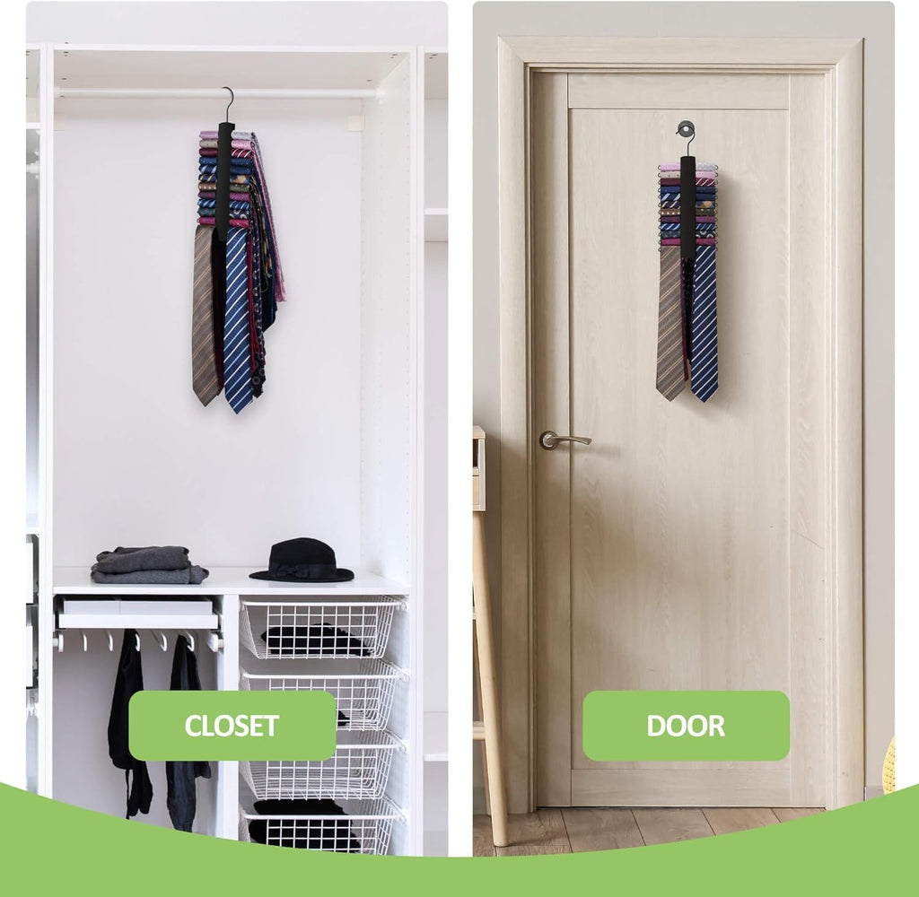 Tie Hanger for Closet, Wooden Tie Organizer, Holds 60 Ties