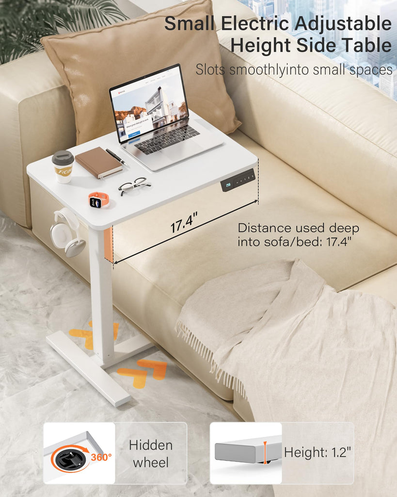 24 Inch Small Electric Standing Desk, Adjustable Mobile Laptop Desk