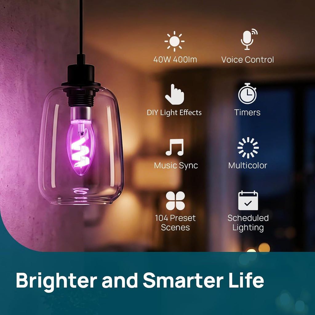 A19 Smart Light Bulbs 1100LM+B11 Matter Smart Bulbs with E12 Base