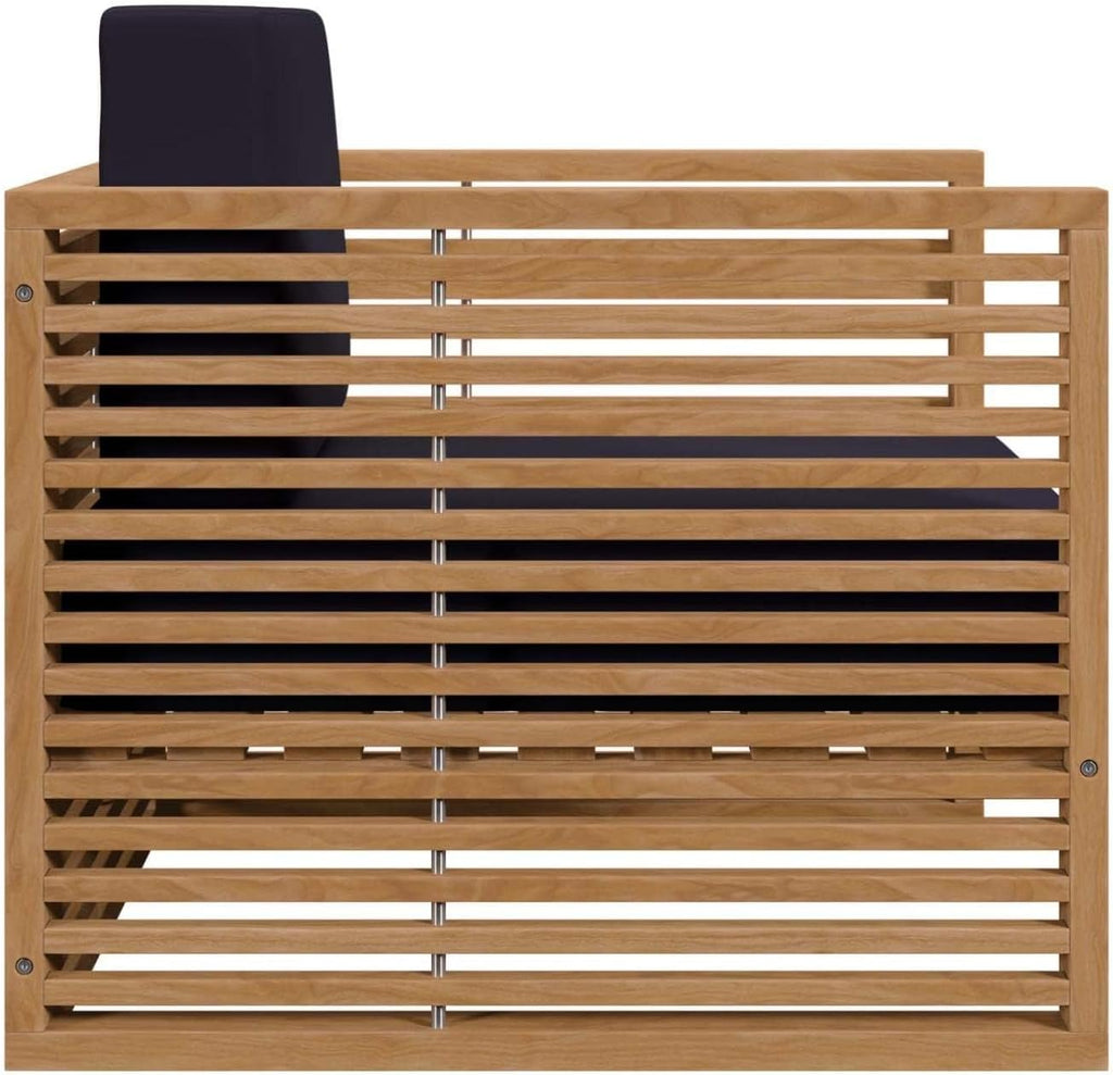 Carlsbad 3-Piece Teak Wood Outdoor Patio Set in Natural/Navy