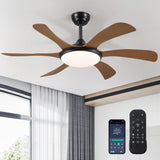 Ceiling Fans with Lights - 46" Outdoor Low Porfile Ceiling Fan with Remote/App Control, 6 Speeds Reversible, Timer and Dimmable, Modern Flush Mount Fan Light Fixture, Brown A101-B0DF71R59D
