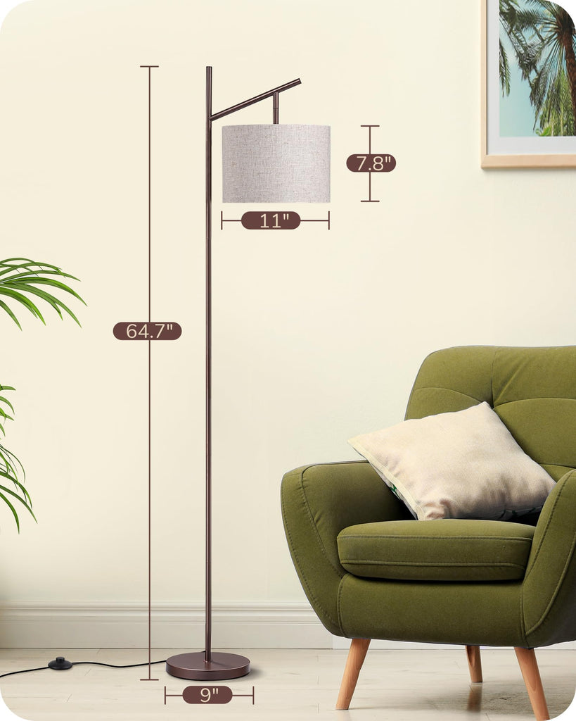 64.7" Modern Arc Floor Lamps, Brown Standing Lamp