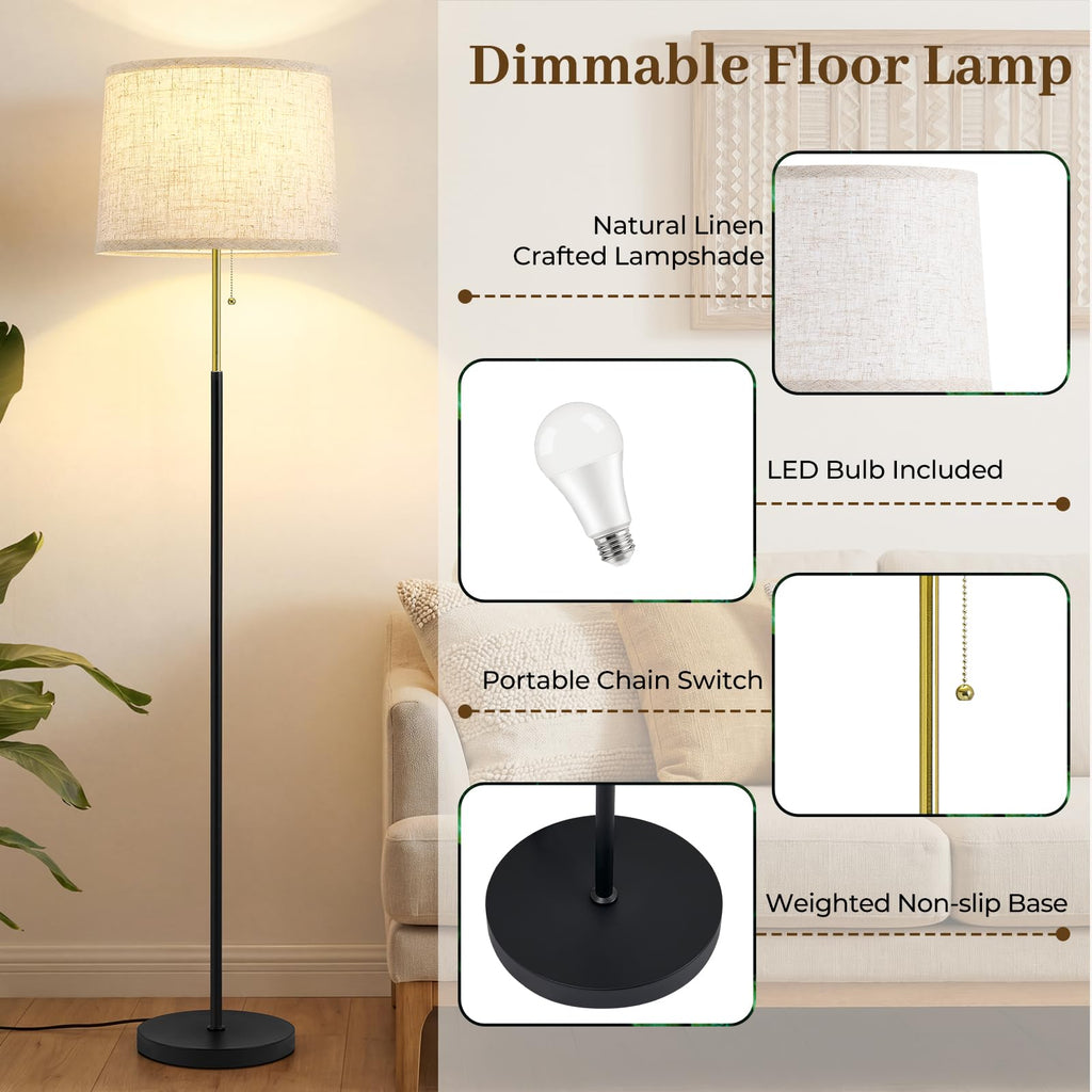 Floor Lamps, 60" Modern Tall Standing Lamp, 3CCT