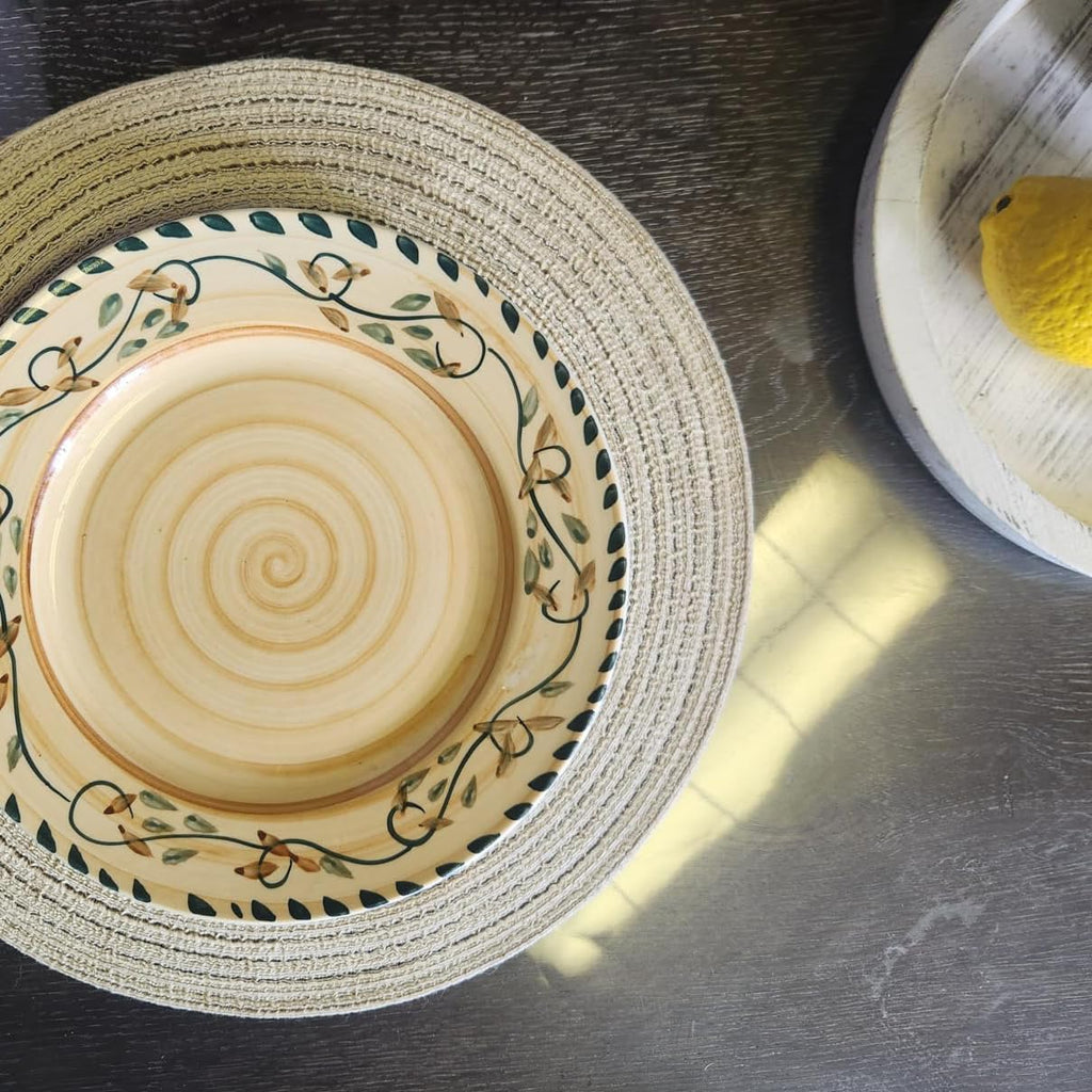 Inch Round Placemats for Dining Table Fabric Table Mats Washable Round Braided Placemats for Dining Table - Set of 6