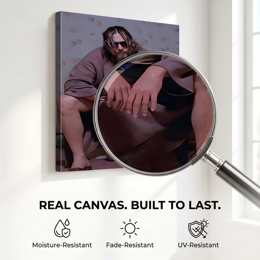 Chill Framed Canvas Wall Art Bathroom Decor The Dude in Robe from The Big Lebowski Poster Print Legendary Comedy