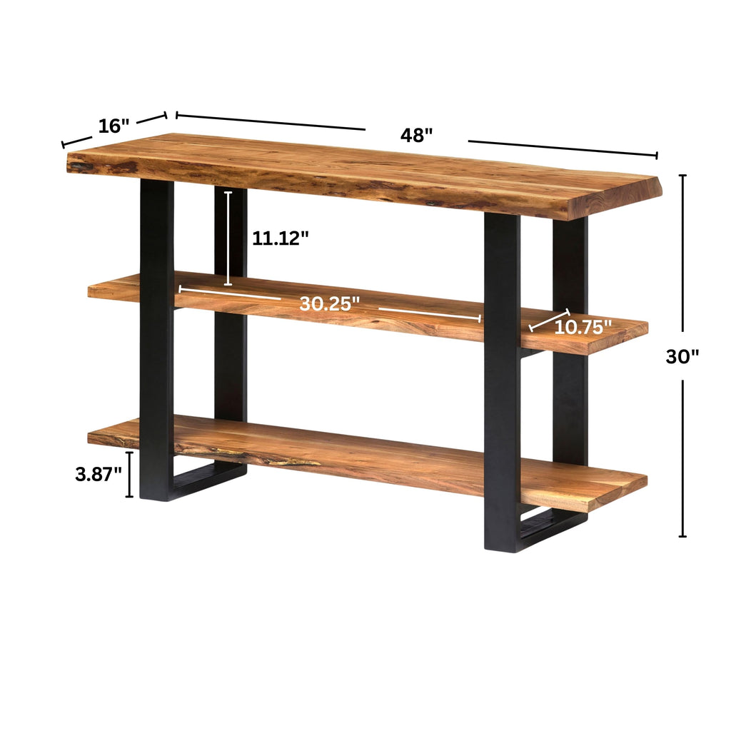 Alpine Live Edge Console Table, Natural, 48" x 16" x 30"