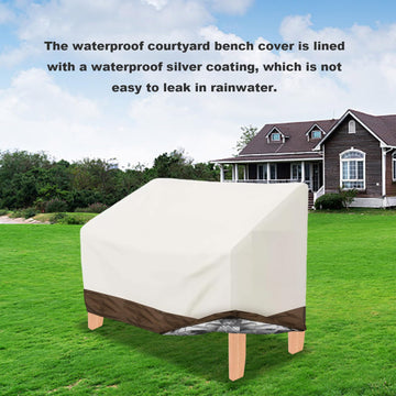 Patio Bench Cover, Outdoor Garden Bench Cover for 2-Seater Bench, White Oxford Fabric Furniture Bench Cover with