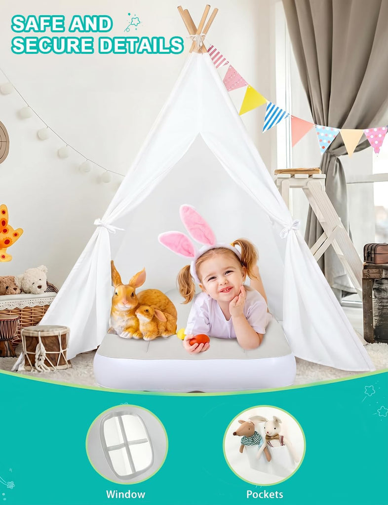 Teepee Tent for Kids Sleepover Party, Indoor Girls Slumber Party