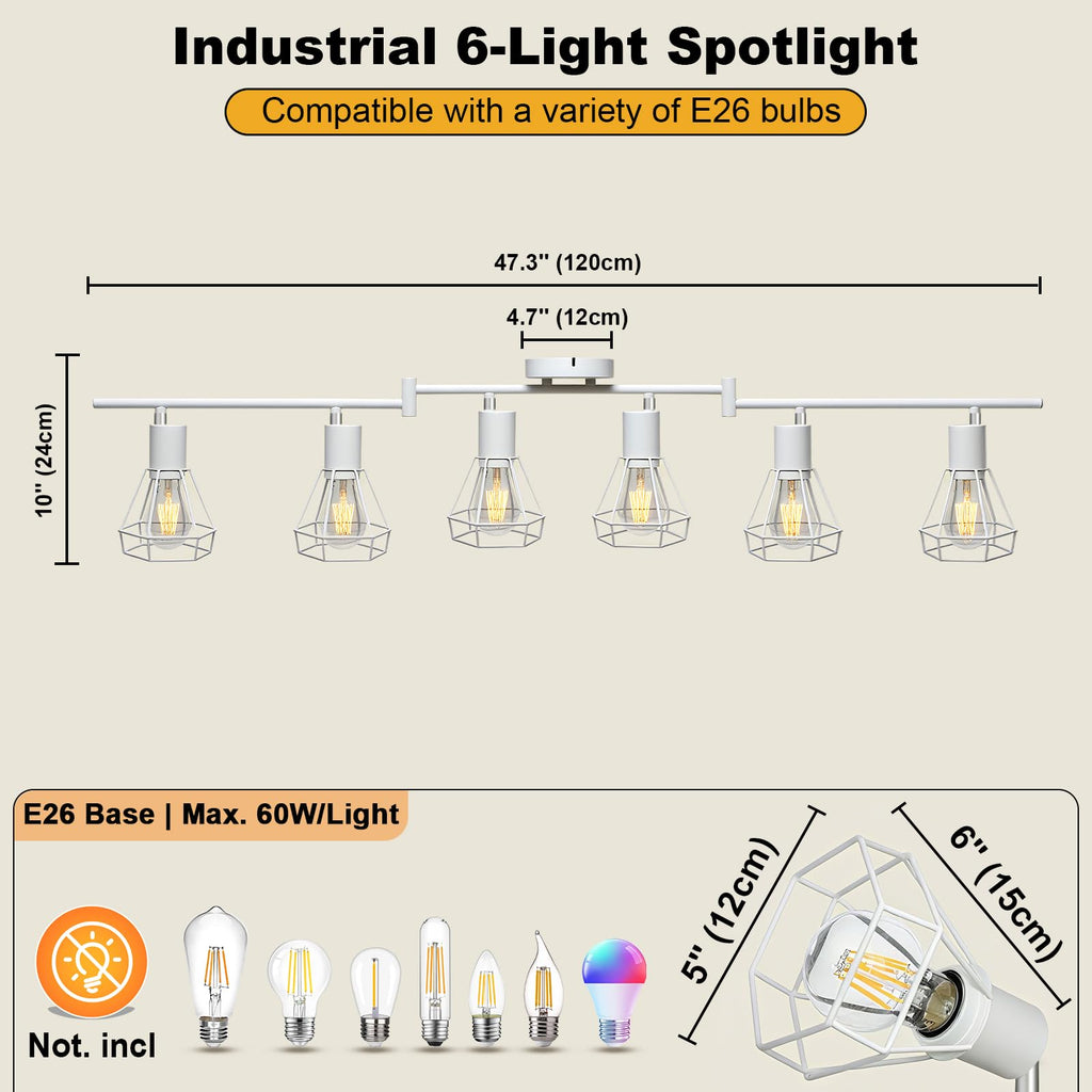 Ceiling Track Lighting Fxiture White, Modern Spotlight, E26