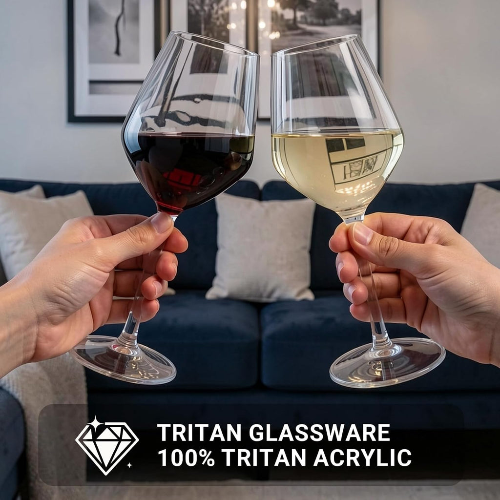 Unbreakable Stemmed Wine Glass 100% Tritan Plastic Dishwasher available Glassware 15 oz, Set of 4