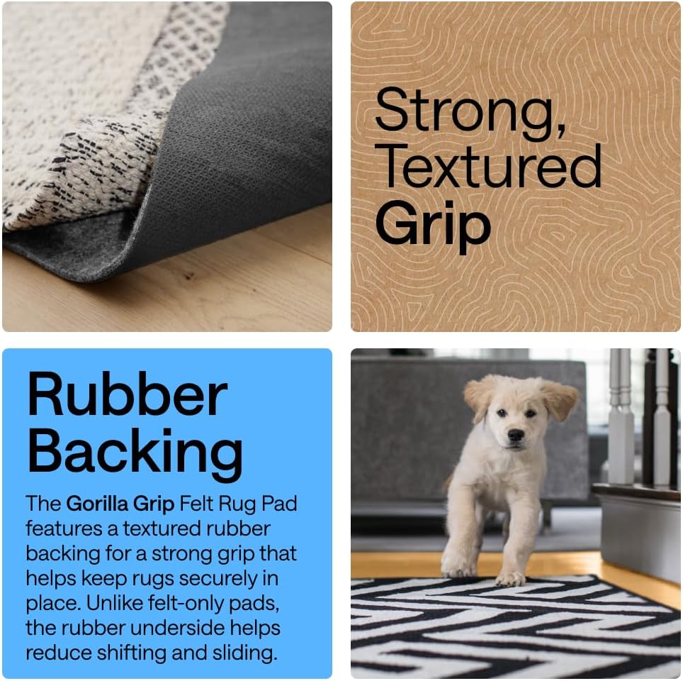Felt Rug Pad for Hardwood Floors with Rubber Backing, 2x8 FT - Set of 16