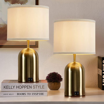 Touch Control Table Lamps Set of 2, Gold Bedside Lamps