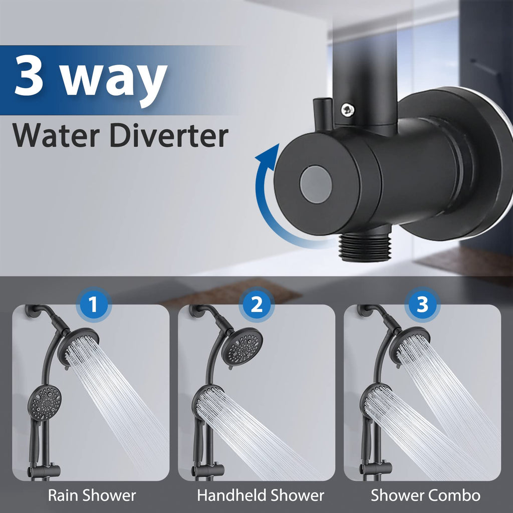 Modern Rainfall Shower Head with Handheld Shower Spray, 26-Inch Adjustable Height Slide Bar, High Pressure Dual