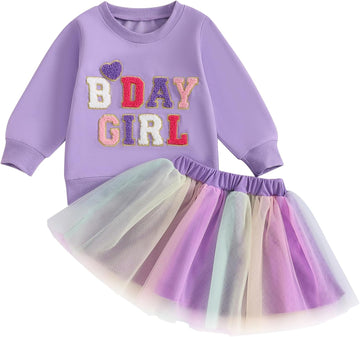 Toddler Baby Girl Birthday Outfit Birthday Girl Shirt Tutu Skirt