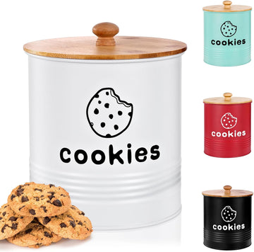 White Cookie Jars with Lids Airtight, 1.5 Gallons Cookie Tins, Large Cookie Jar Counter Decorative for Farmhouse