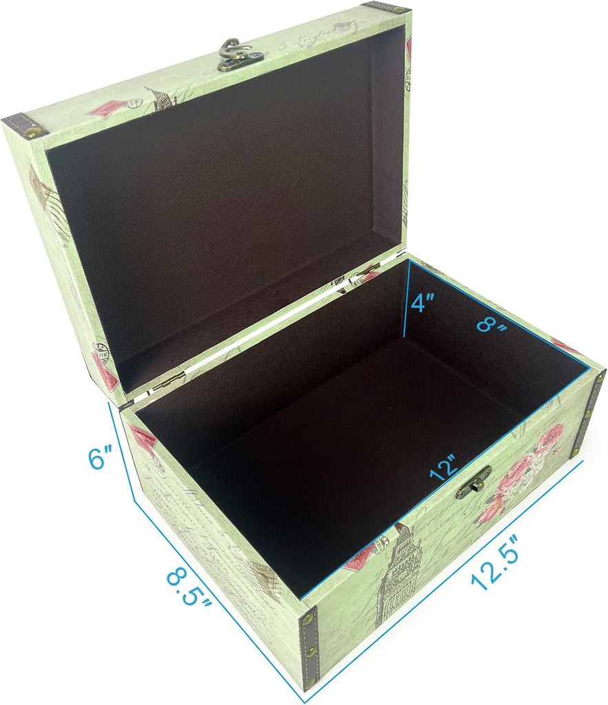 Wooden Decorative Storage Box with Handle