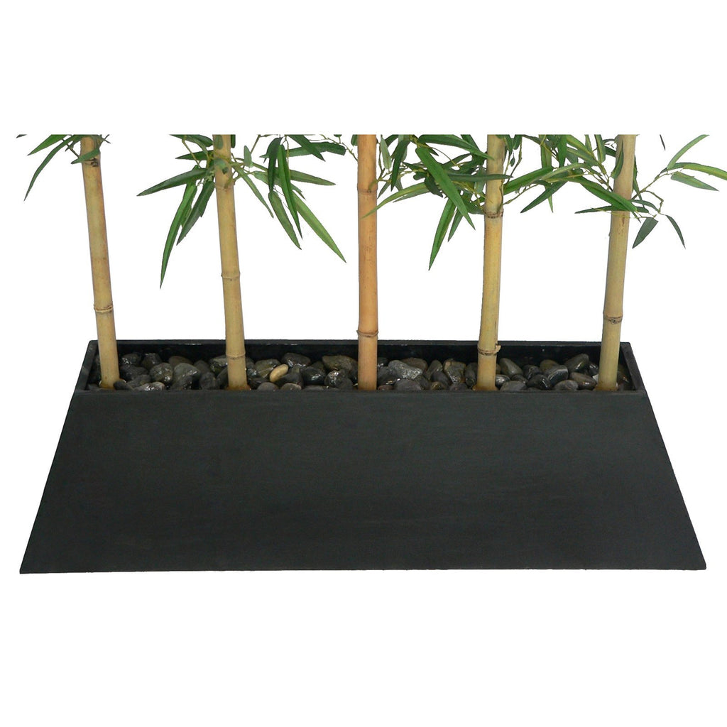 Artificial 96" Tall Silk Bamboo Tree Screen with Wood Planter