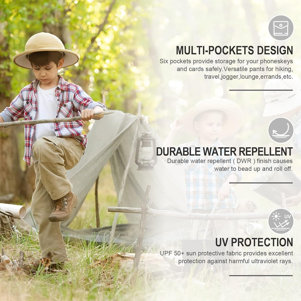 Pants for Boys Scout Kids Hiking Cargo Safari Quick Dry